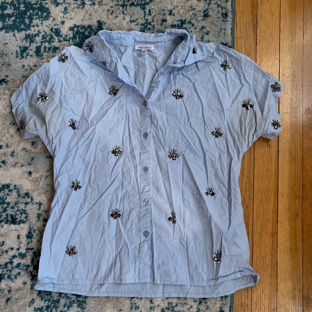 Button down with sequin accents